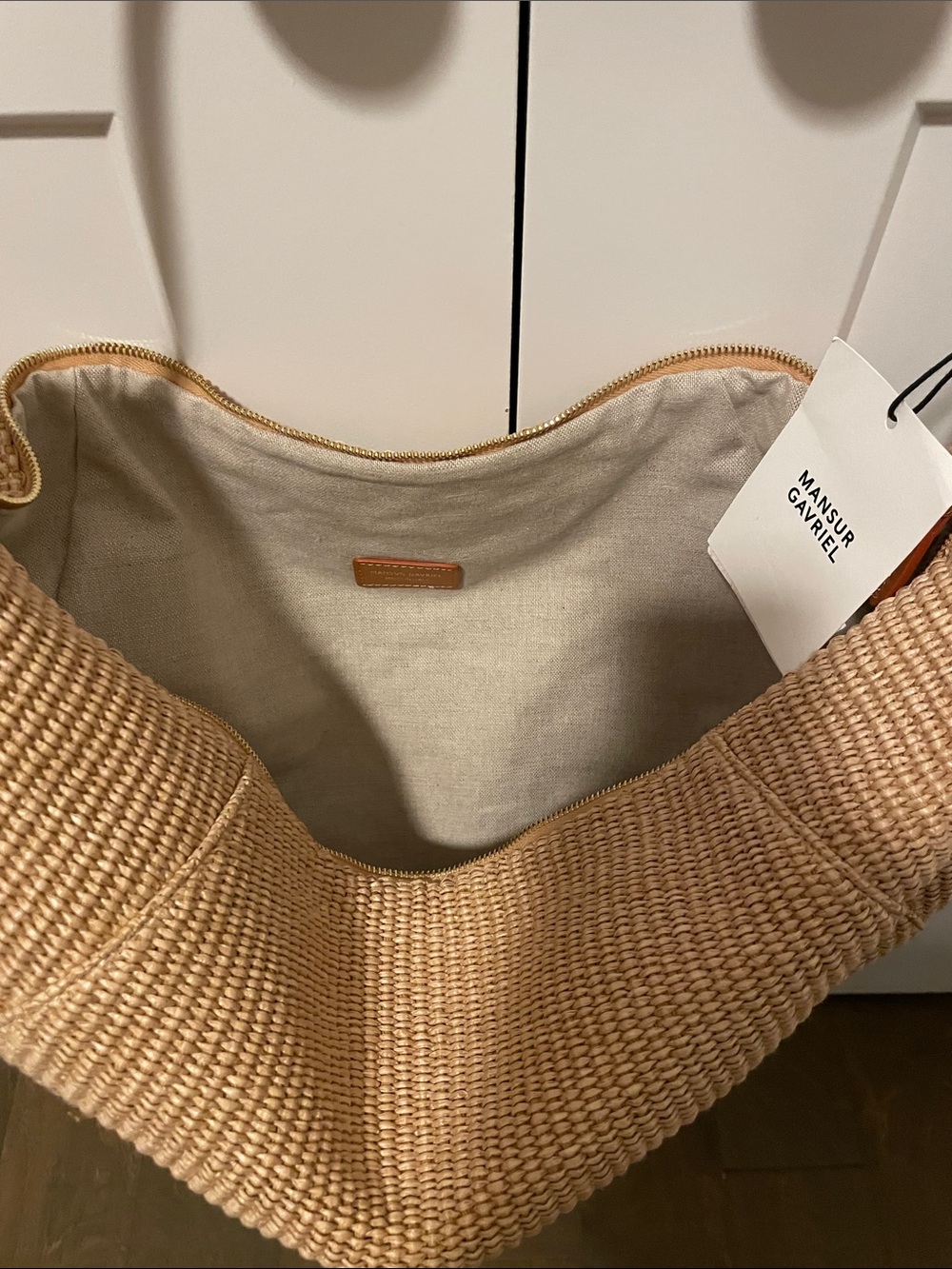 Mansur Gavriel Fortuna Raffia Hobo bag with Leather Handle - Picture 4 of 9